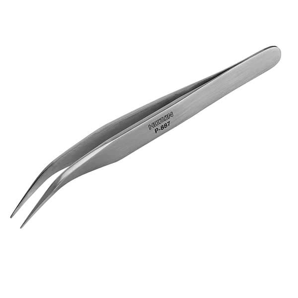 HOZAN P-887 Angled Tweezers Curve Type Stainless 130mm Japan for sale online 